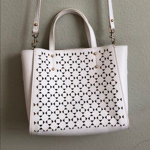 White eyelet Ann Taylor crossbody purse